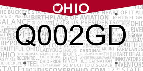 Q002GD Ohio License Plate