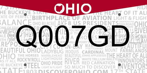 Q007GD Ohio License Plate
