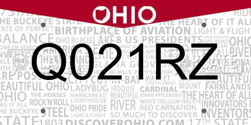 Q021RZ Ohio License Plate