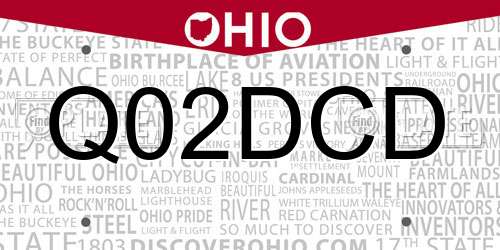 Q02DCD Ohio License Plate