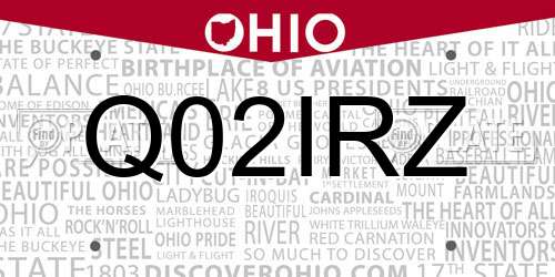 Q02IRZ Ohio License Plate