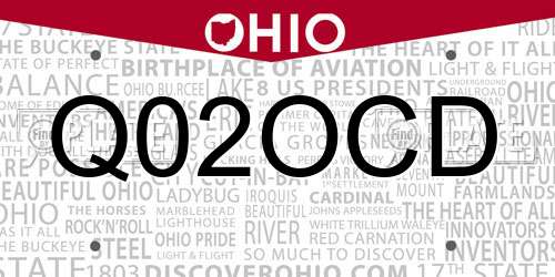 Q02OCD Ohio License Plate