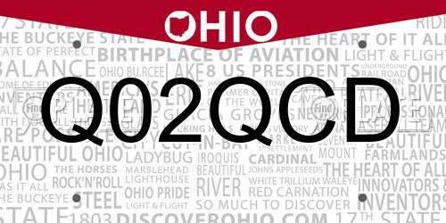 Q02QCD Ohio License Plate
