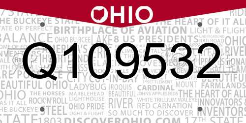 Q109532 Ohio License Plate