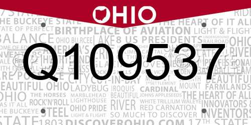 Q109537 Ohio License Plate