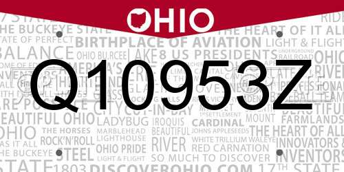 Q10953Z Ohio License Plate
