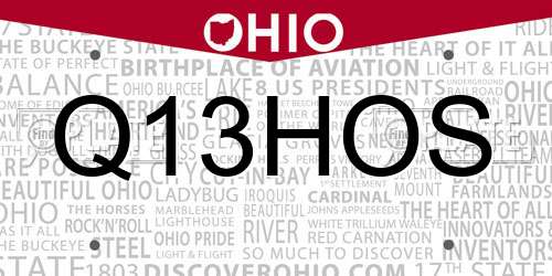 Q13HOS Ohio License Plate