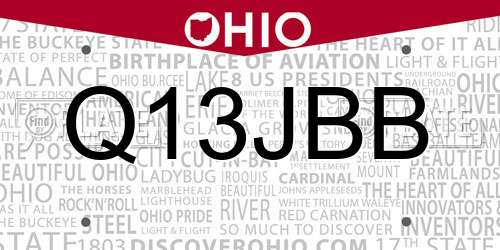 Q13JBB Ohio License Plate