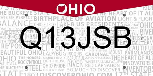 Q13JSB Ohio License Plate