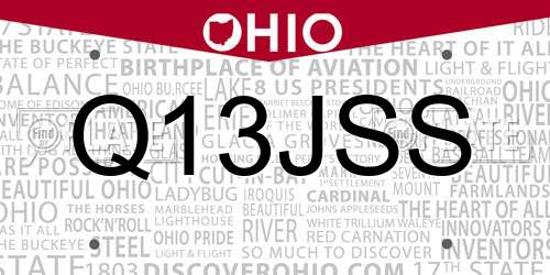 Q13JSS Ohio License Plate