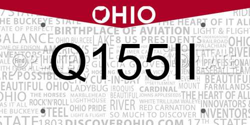 Q155II Ohio License Plate