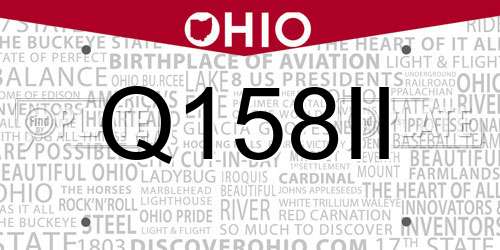 Q158II Ohio License Plate