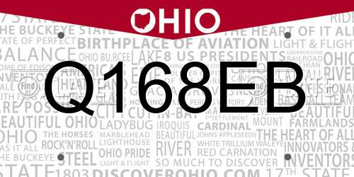 Q168EB Ohio License Plate