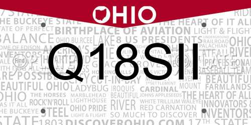 Q18SII Ohio License Plate