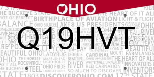Q19HVT Ohio License Plate