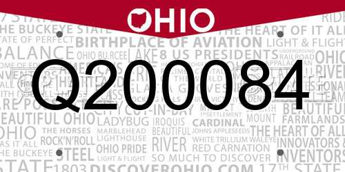 Q200084 Ohio License Plate