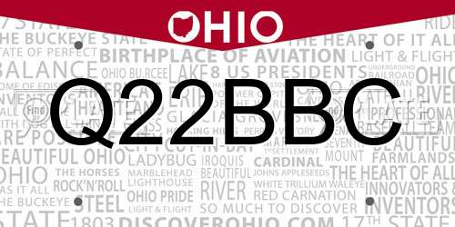 Q22BBC Ohio License Plate