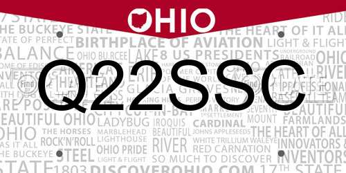 Q22SSC Ohio License Plate