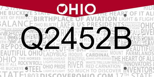 Q2452B Ohio License Plate