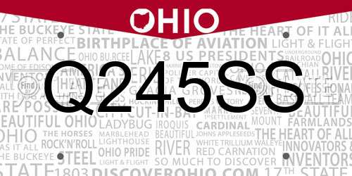 Q245SS Ohio License Plate