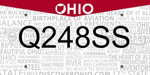 Q248SS Ohio License Plate