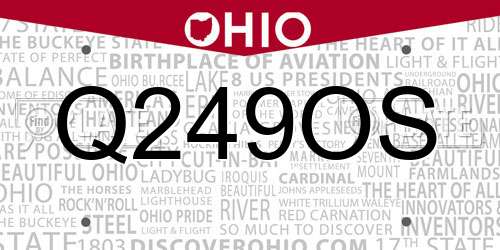 Q249OS Ohio License Plate