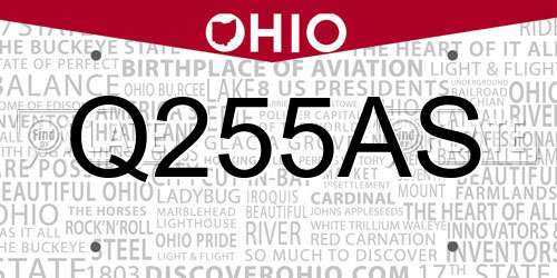 Q255AS Ohio License Plate