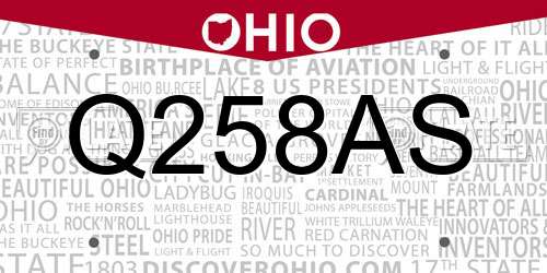 Q258AS Ohio License Plate