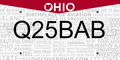 Q25BAB Ohio License Plate