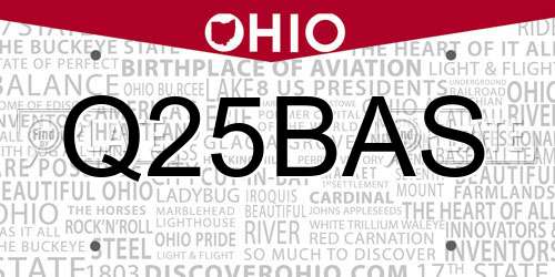 Q25BAS Ohio License Plate