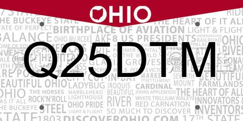 Q25DTM Ohio License Plate