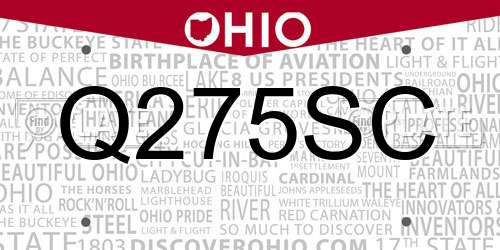 Q275SC Ohio License Plate