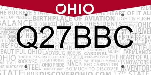 Q27BBC Ohio License Plate