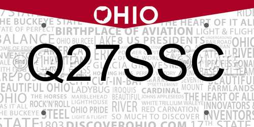 Q27SSC Ohio License Plate