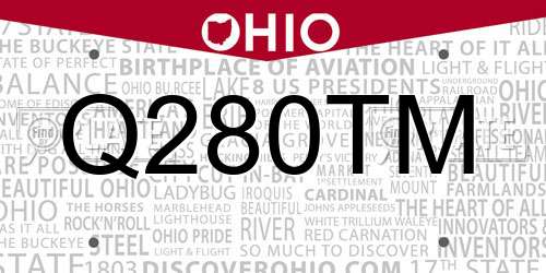 Q280TM Ohio License Plate