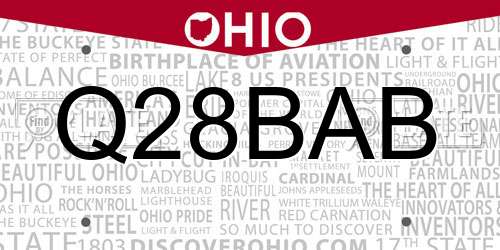 Q28BAB Ohio License Plate
