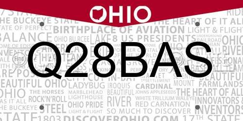 Q28BAS Ohio License Plate