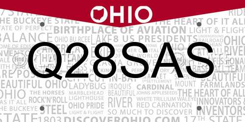 Q28SAS Ohio License Plate