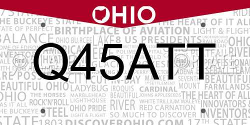 Q45ATT Ohio License Plate