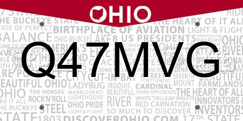 Q47MVG Ohio License Plate