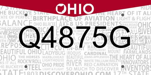 Q4875G Ohio License Plate