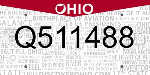 Q511488 Ohio License Plate