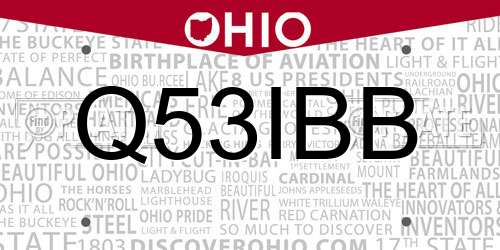 Q53IBB Ohio License Plate
