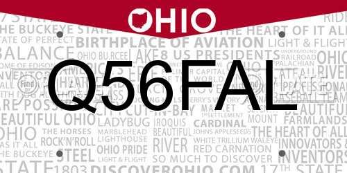 Q56FAL Ohio License Plate
