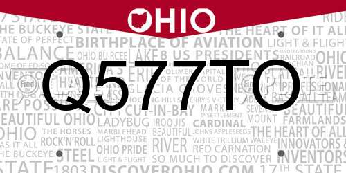Q577TO Ohio License Plate