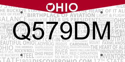 Q579DM Ohio License Plate
