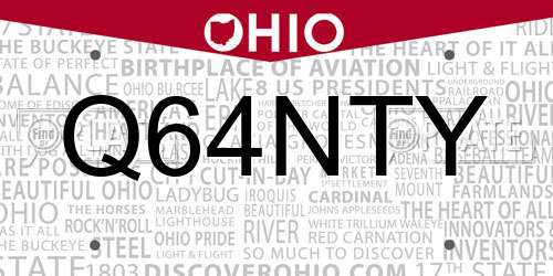 Q64NTY Ohio License Plate