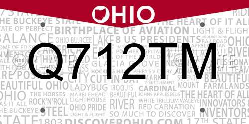 Q712TM Ohio License Plate