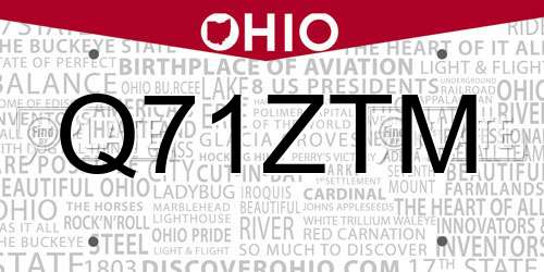 Q71ZTM Ohio License Plate
