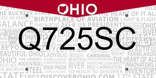 Q725SC Ohio License Plate